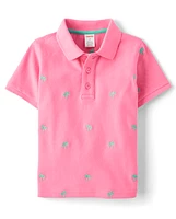 Boys Schiffli Palm Tree Polo - Seaside Palms