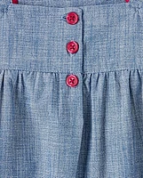 Girls Embroidered Apple Chambray Jumper - Classroom Cutie