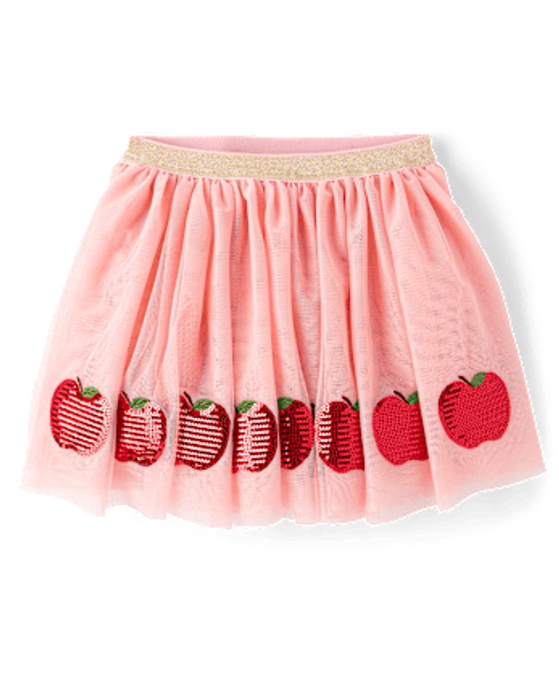 Girls Sequin Apple Tutu Skirt - Classroom Cutie