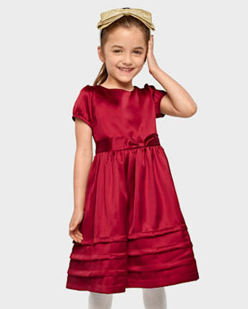 Girls Bow Fit And Flare Dress - All Dressed Up