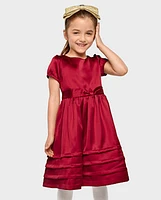 Girls Bow Fit And Flare Dress - All Dressed Up