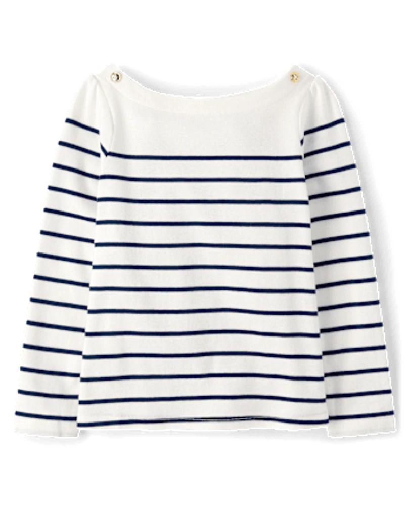 Girls Striped Boat Neck Top - Classroom Cutie