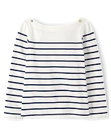 Girls Striped Boat Neck Top - Classroom Cutie