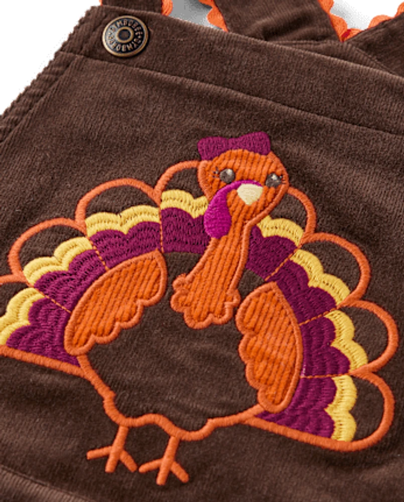 Girls Embroidered Turkey Ruffle Skirtall - Autumn Adventures