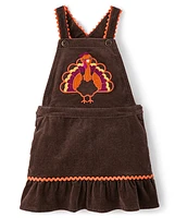 Girls Embroidered Turkey Ruffle Skirtall - Autumn Adventures