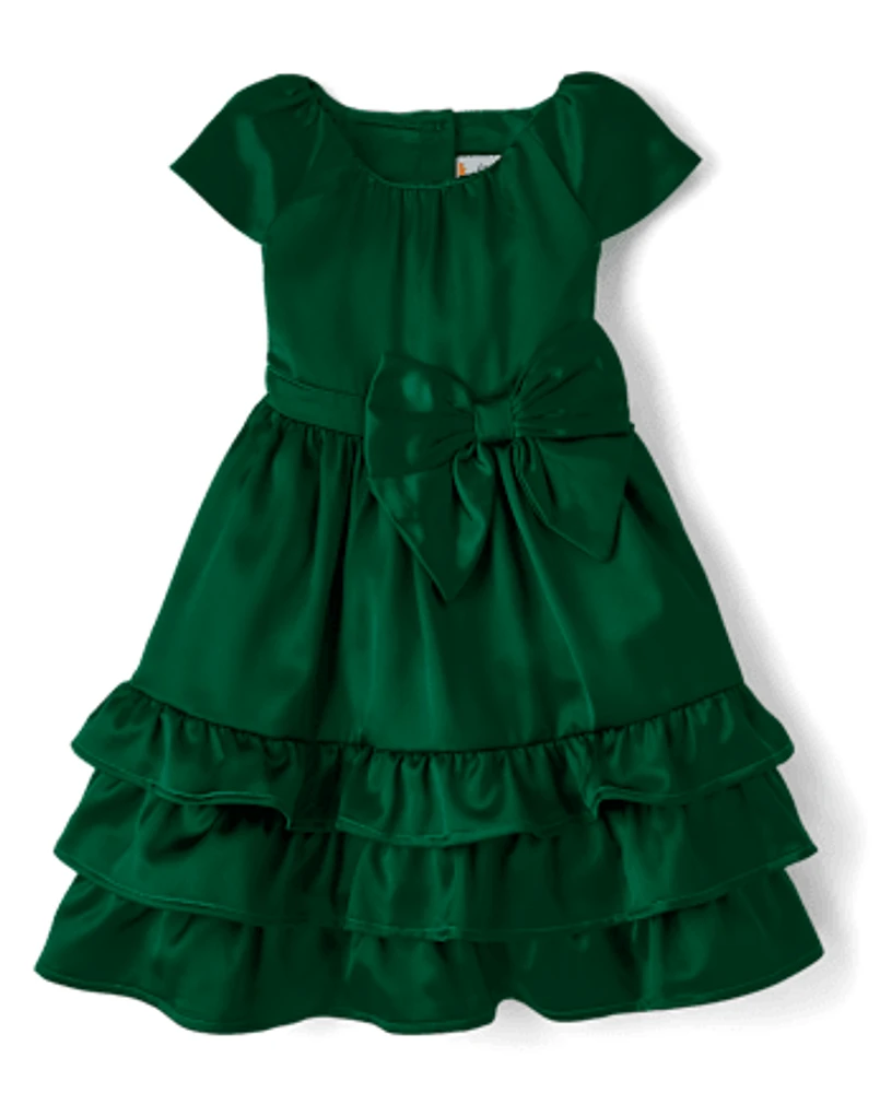 Girls Ruffle Bow Fit And Flare Dress - All Dressed Up