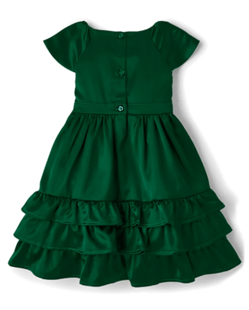 Girls Ruffle Bow Fit And Flare Dress - All Dressed Up