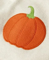 Girls Embroidered Pumpkin Peplum Sweater Dress - Autumn Adventures