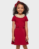 Girls Bow Ponte Dress - All Dressed Up