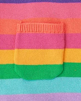 Girls Rainbow Striped Sweater Dress - Classroom Cutie