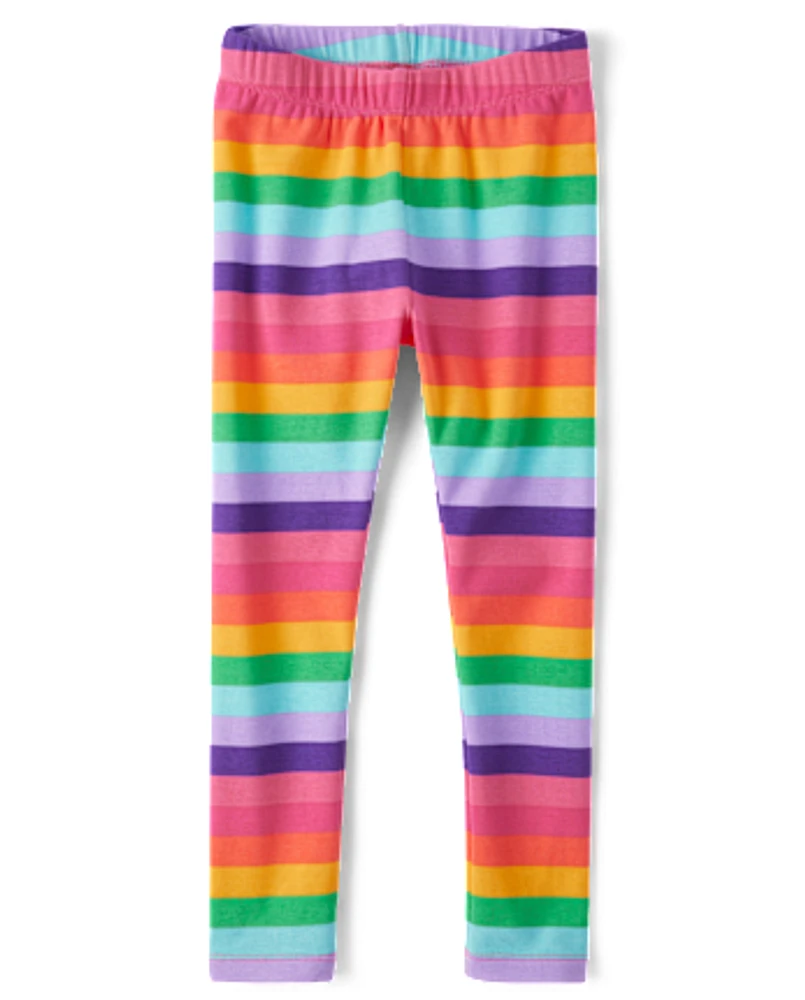 Girls Rainbow Striped Leggings - Classroom Cutie