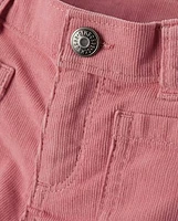 Girls Patch Pocket Stretch Corduroy Wide Leg Pants - Little Essentials