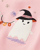 Girls Embroidered Ghost Top - Halloween