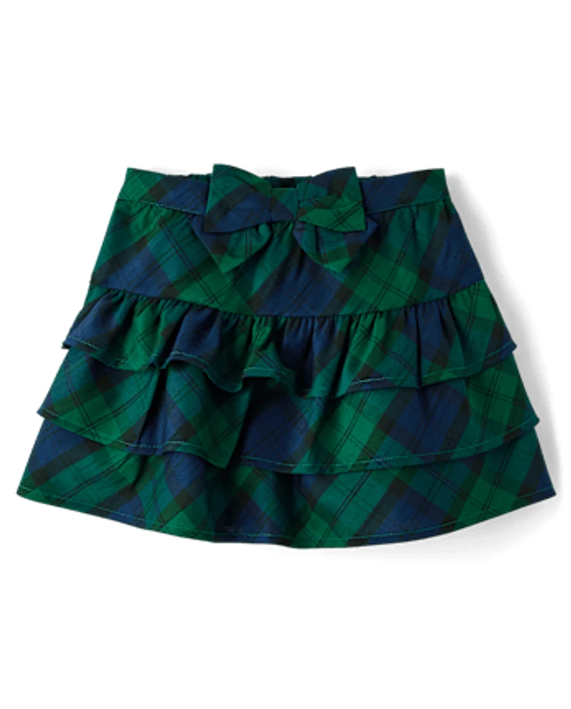 Girls Plaid Tiered Skirt