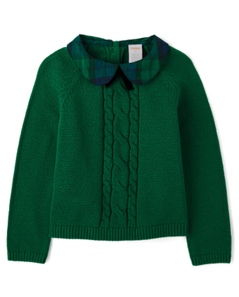 Girls Bow Cable Knit Sweater - All Dressed Up