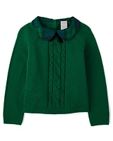 Girls Bow Cable Knit Sweater - All Dressed Up