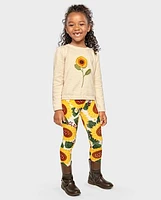 Girls Sunflower Leggings - Autumn Adventures