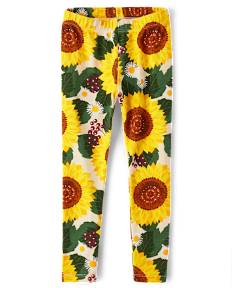 Girls Sunflower Leggings - Autumn Adventures