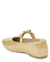 Girls Glitter T Strap Ballet Flats