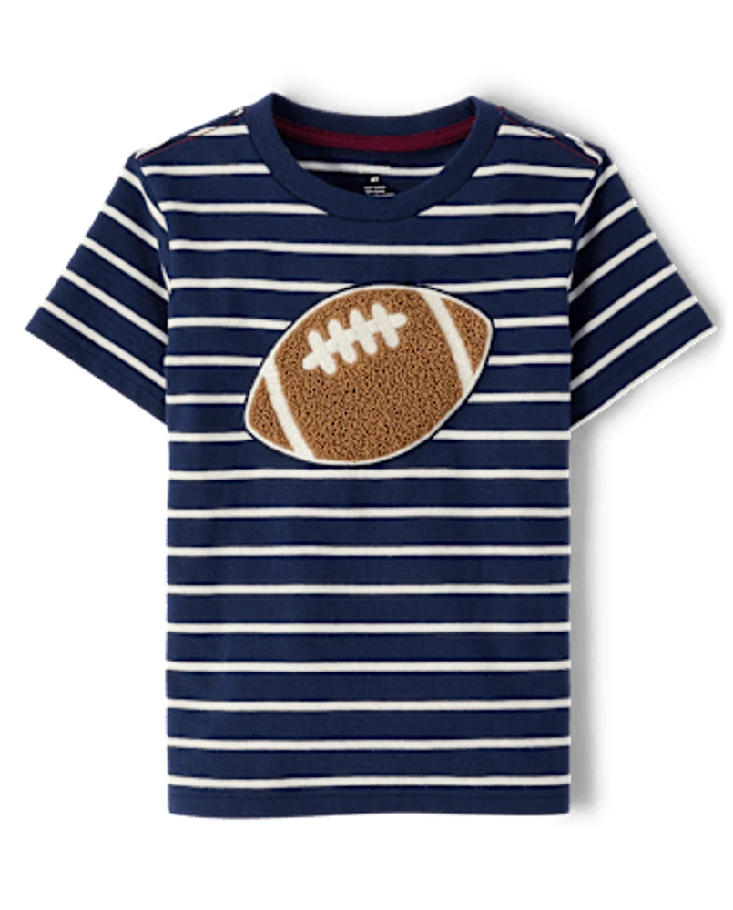 Boys Striped Embroidered Football Top - Classroom Cutie