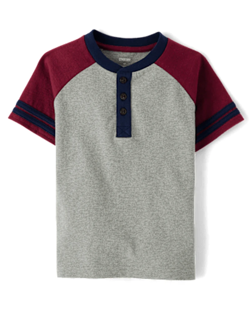 Boys Colorblock Henley Top - Classroom Cutie