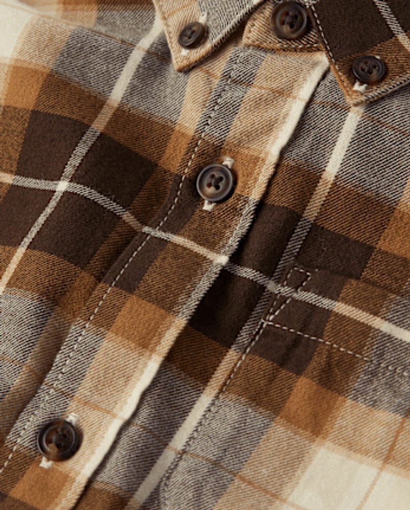 Boys Plaid Button Up Shirt