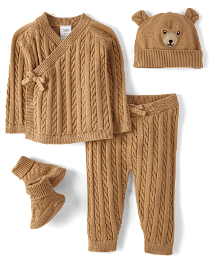 Bébé tricot câblé Bear 4-Pièce Outfit Ensemble - Homegrown By Gymboree