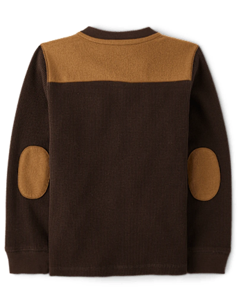 Boys Colorblock Thermal Henley Top