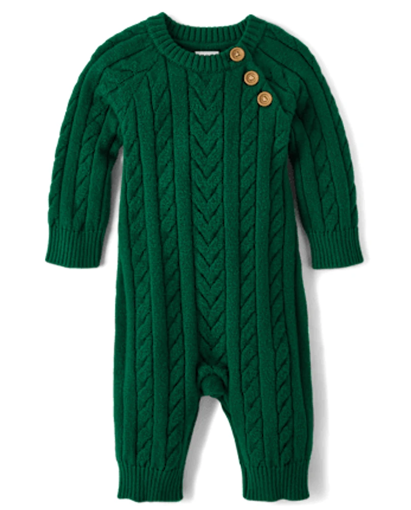 Baby Boys Cable Knit Sweater Romper - Homegrown by Gymboree