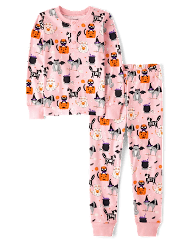 Girls Halloween Henley Snug Fit Cotton Pajamas - Gymmies