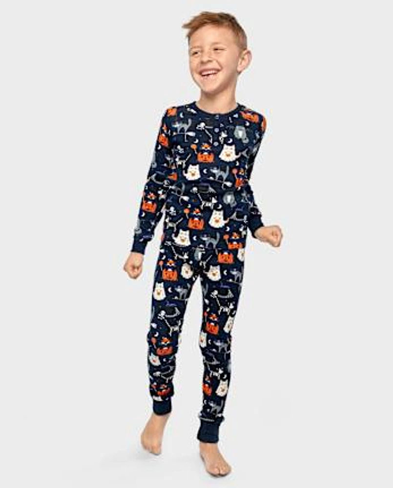 Boys Halloween Henley Snug Fit Cotton Pajamas - Gymmies