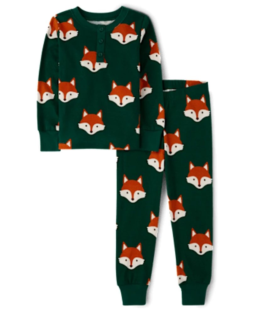 Pyjama en coton ajusté Fox Henley pour enfants - Gymmies