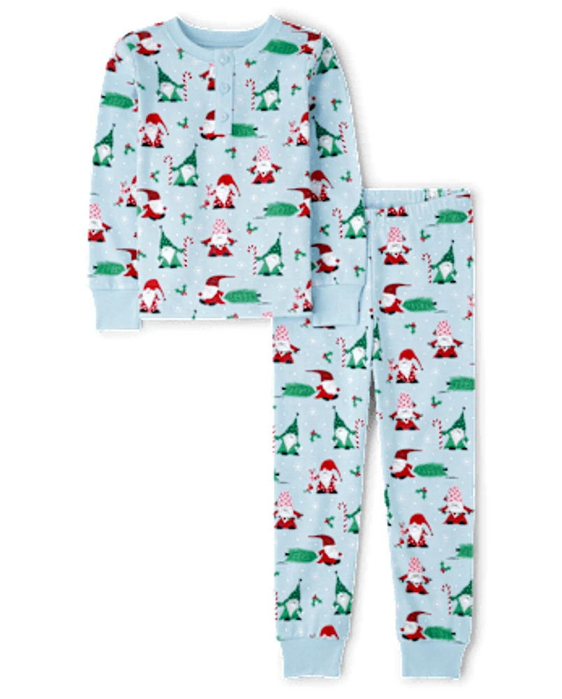 Kids Gnome Henley Snug Fit Cotton Pajamas - Gymmies