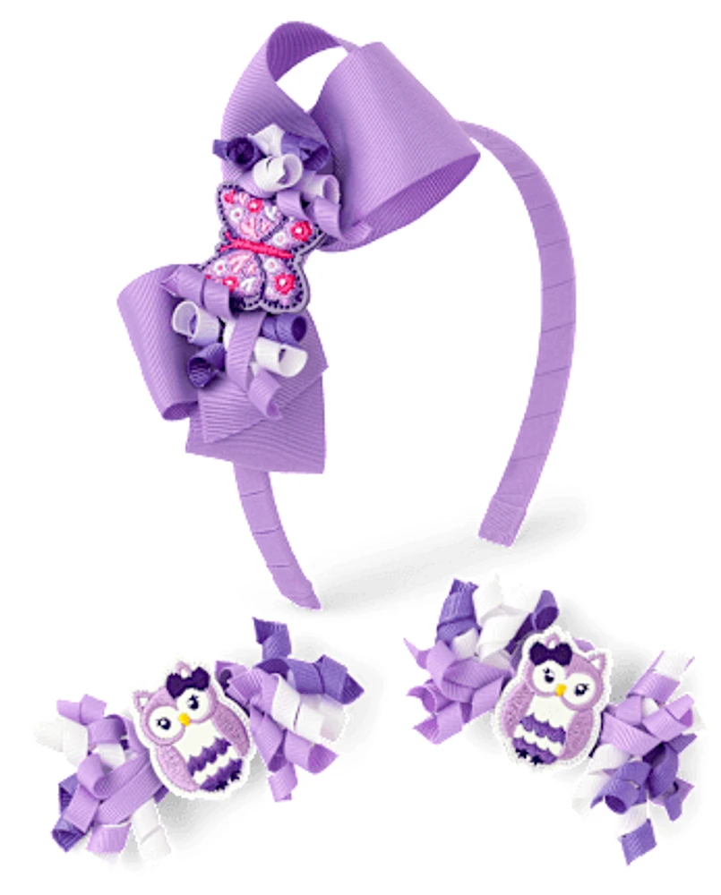 Girls Owl 3-Piece Hair Set - Classroom Cutie