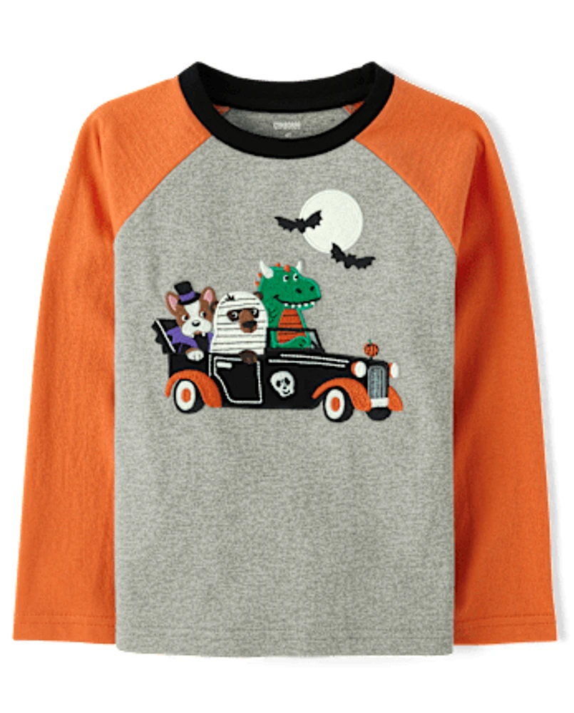 Boys Embroidered Truck Layered Top - Halloween