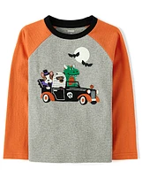 Boys Embroidered Truck Layered Top - Halloween