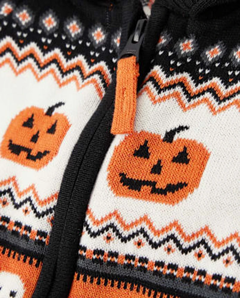 Boys Intarsia Halloween Fairisle Cardigan