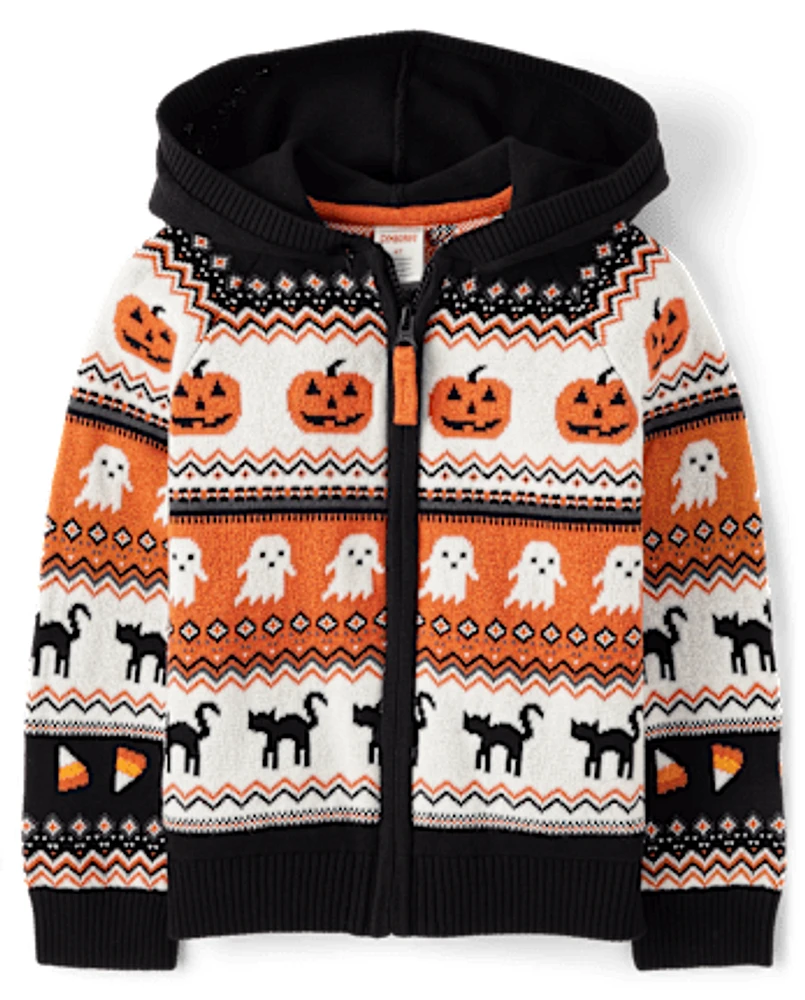 Boys Intarsia Halloween Fairisle Cardigan