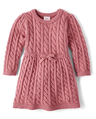 bébés filles tricot câblé Robe pull