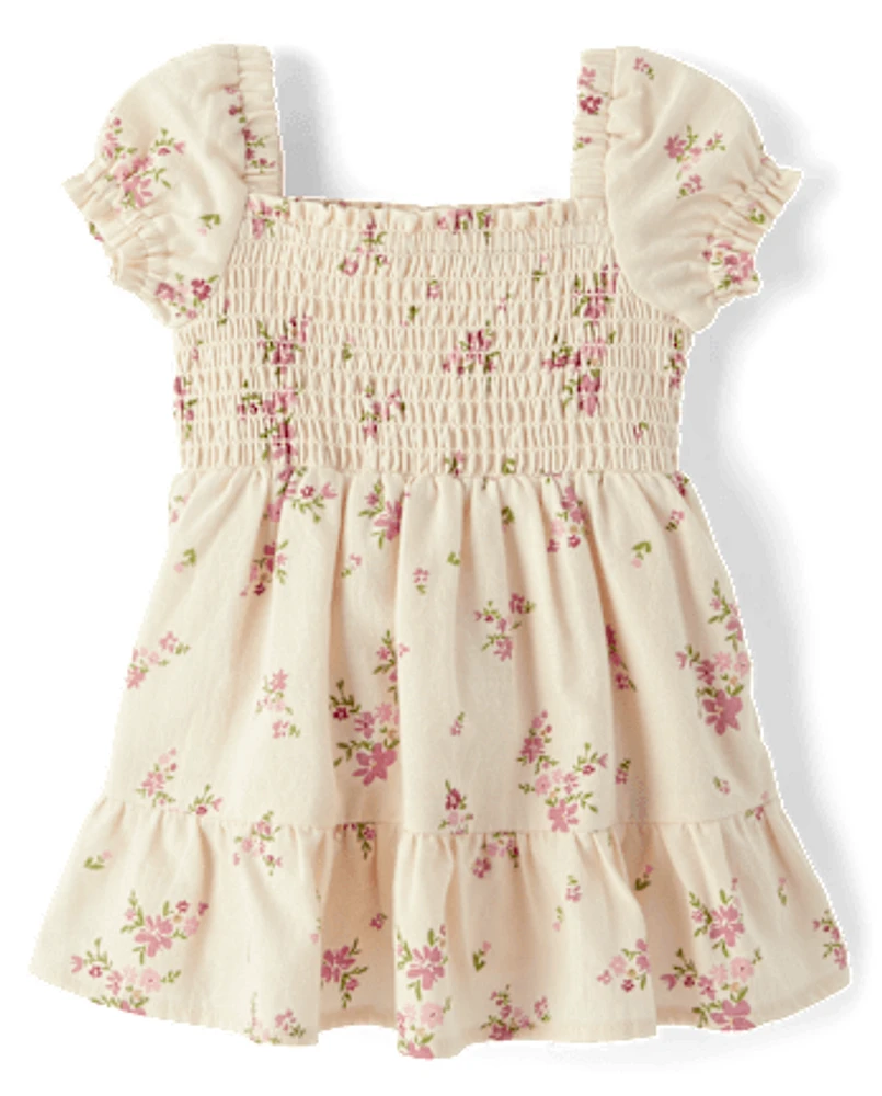 Baby Girls Floral Flannel  Ruffle Dress - Homegrown by Gymboree