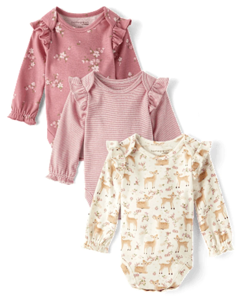 Baby Girls Floral Bodysuit 3-Pack - Homegrown by Gymboree