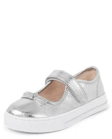 Girls Metallic Bow Mary Jane Shoes - Classroom Cutie