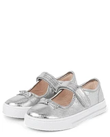 Girls Metallic Bow Mary Jane Shoes - Classroom Cutie