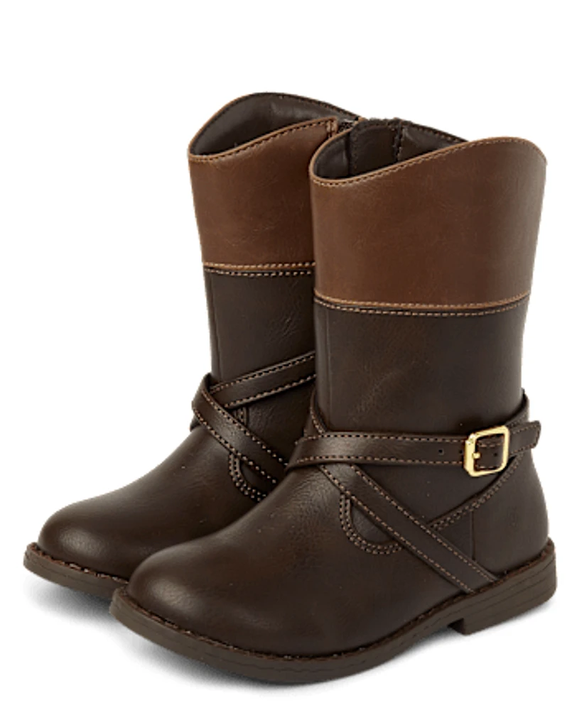 Girls Buckle Tall Boots - Little Essentials