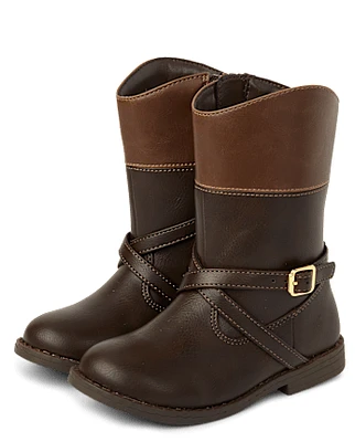 Girls Buckle Tall Boots - Little Essentials