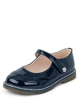 Girls Perforated Faux Patent Leather Ballet Flats - Classroom Cutie