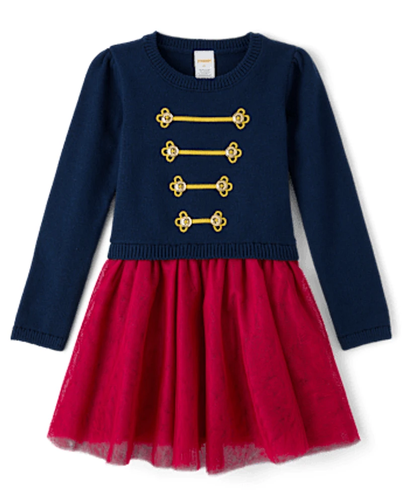 Girls Nutcracker Sweater Dress - Holiday Express