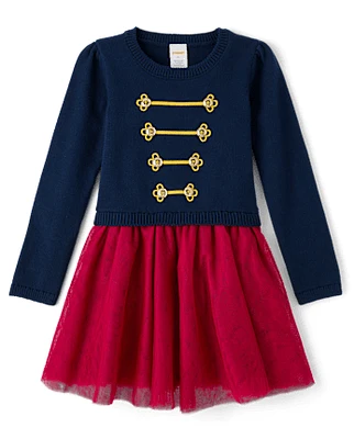 Girls Nutcracker Sweater Dress - Holiday Express