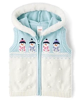 Girls Snowman Sweater Vest - Little Snowflake