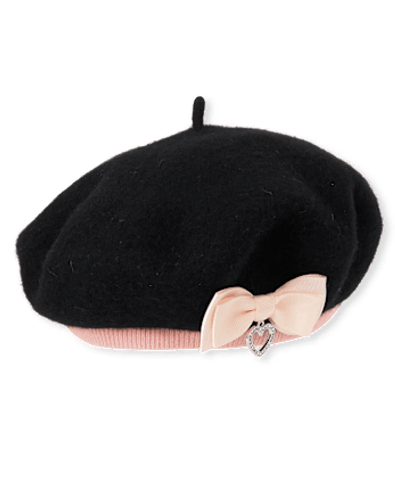 Girls Bow Beret - Lil' Leopard